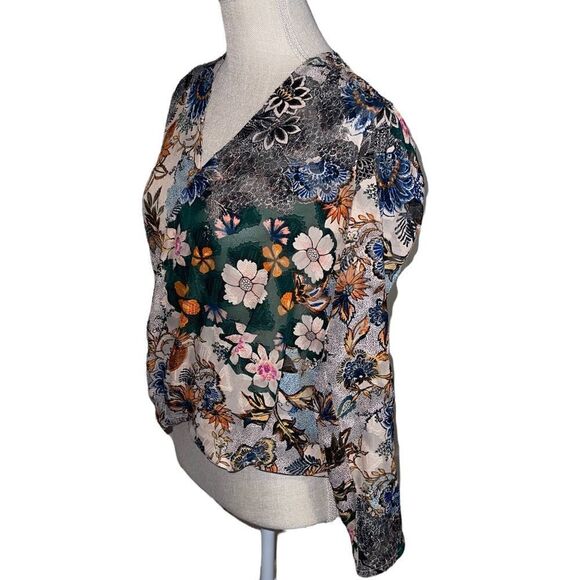 Rachel Rachel Roy Faux Wrap Floral Print Wonderlust Blouse - Picture 4 of 11